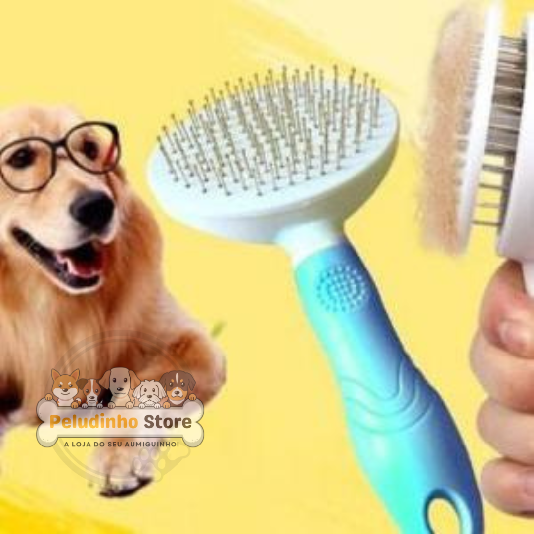 Escova Removedora de Pelos para Pets - Cães e Gatos - Punho Ergonômico, Suave na Pele, Ideal para Pelagem Curta, Média e Longa