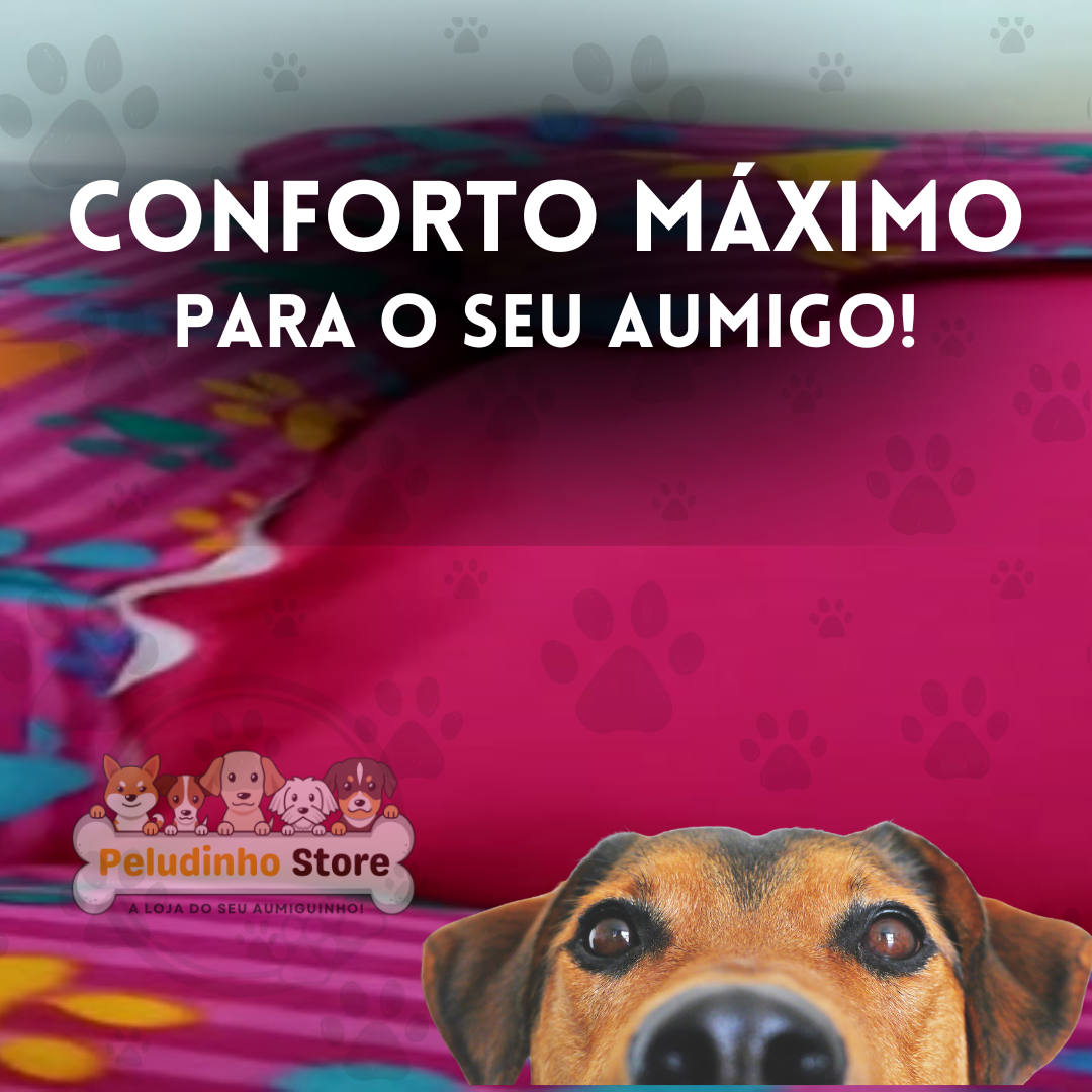 Cama Caminha Pet Grande Lavável com Zíper 60x60cm para Cachorro - Tecido Oxford Premium, Fibras Macias + Brinde Ossinho