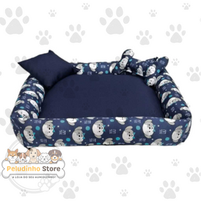 Cama Caminha Pet Grande Lavável com Zíper 60x60cm para Cachorro - Tecido Oxford Premium, Fibras Macias + Brinde Ossinho