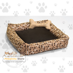 Cama Caminha Pet Grande Lavável com Zíper 60x60cm para Cachorro - Tecido Oxford Premium, Fibras Macias + Brinde Ossinho