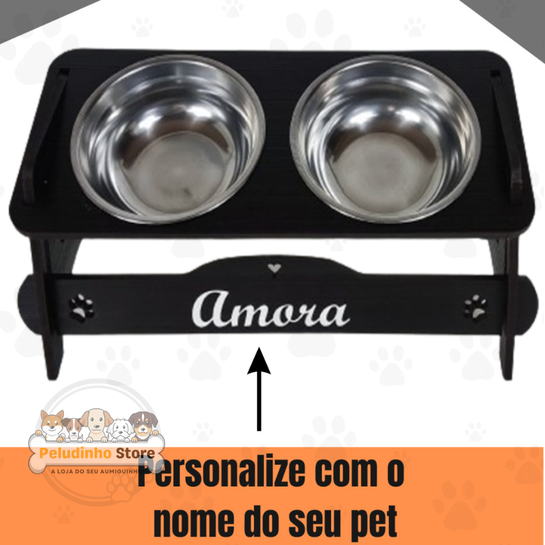 Comedouro Personalizado Inclinável com Tampas para Pet - Sofisticado, Melhora a Postura e Mais Higiênico