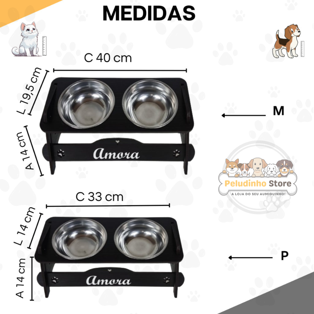 Comedouro Personalizado Inclinável com Tampas para Pet - Sofisticado, Melhora a Postura e Mais Higiênico