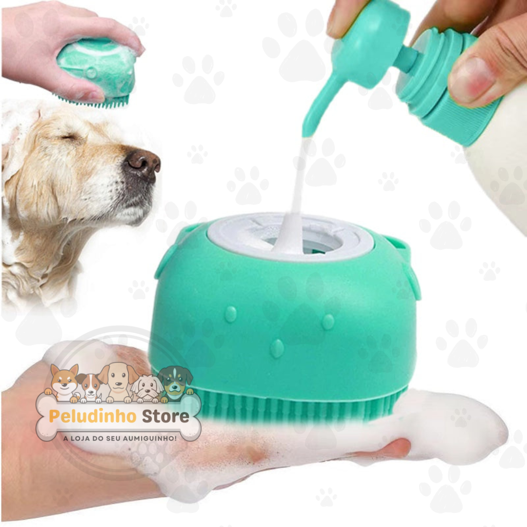 Esponja de Banho em Silicone com Dispenser - Massageador para Pets, Promove Circulação e Saúde, Ecológica e Multi-Função