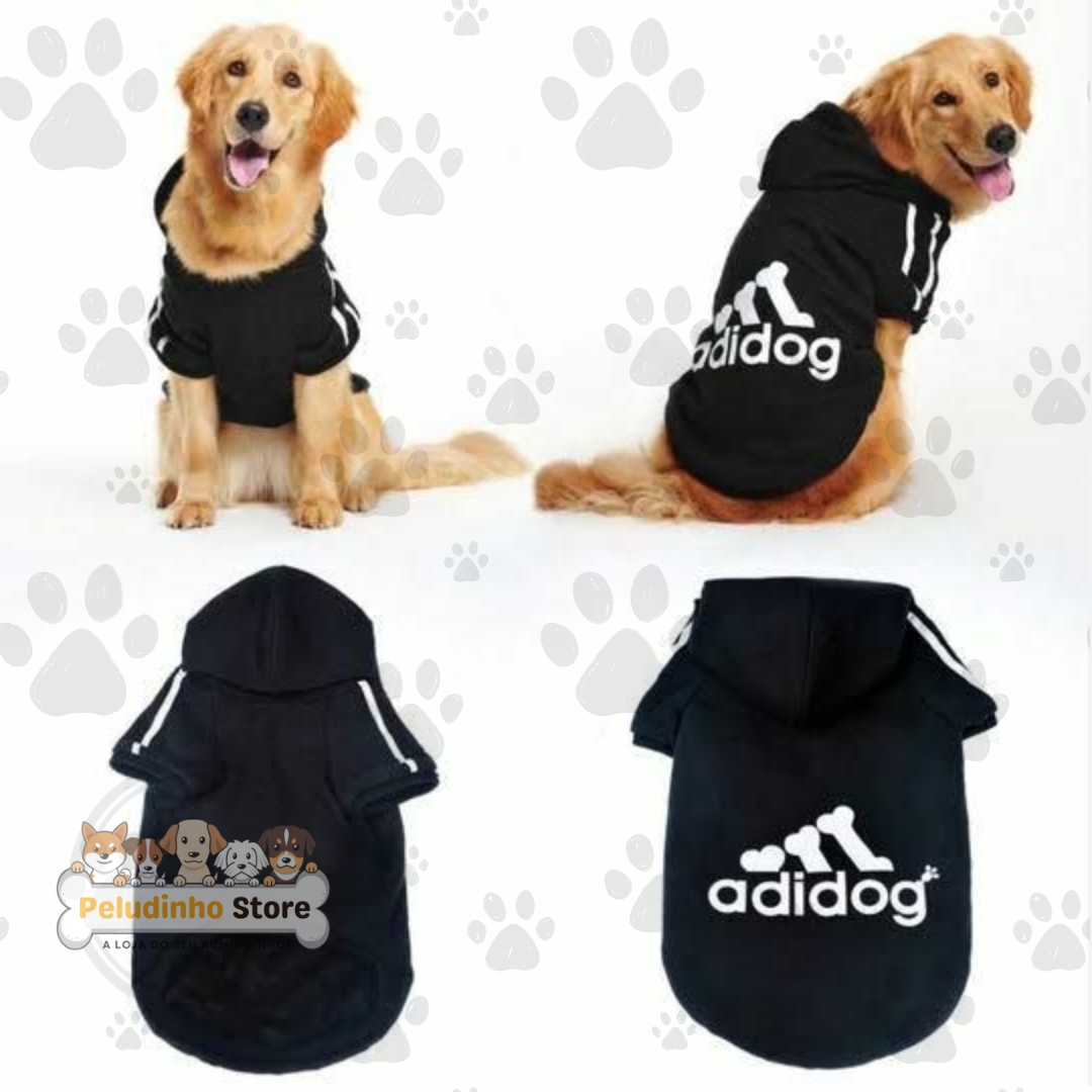 Roupinha Adidog para Cachorros de Raças Pequenas - Moletom com Capuz em Poliéster, Conforto e Estilo (Porte Pequeno, Adulto e Filhote)